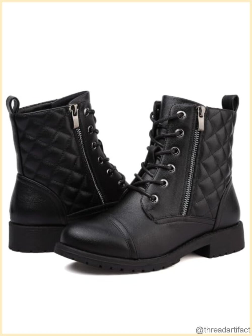 Womens Lace Up Combat Ankle Boots Side Zipper Low Heel Fall Booties